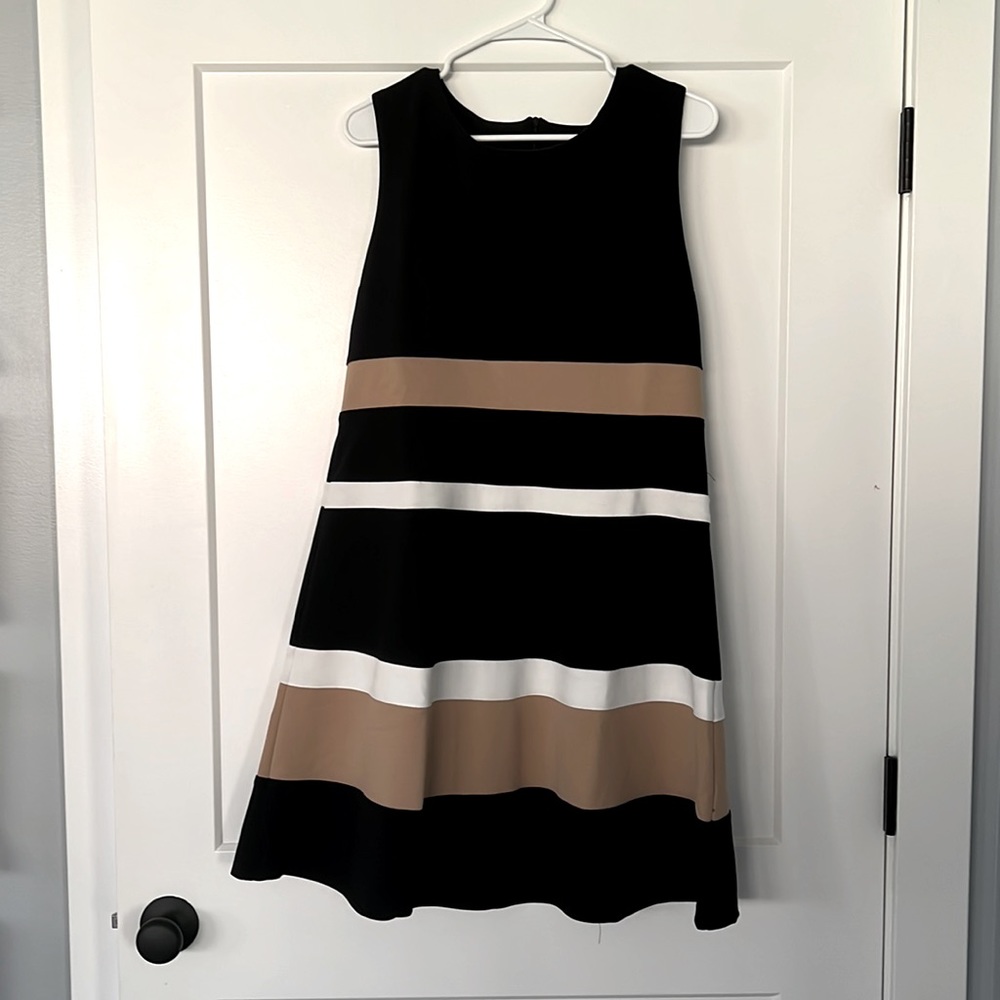 Size XL Color Block A-Line Black, brown and white Suzanne Betro dress.